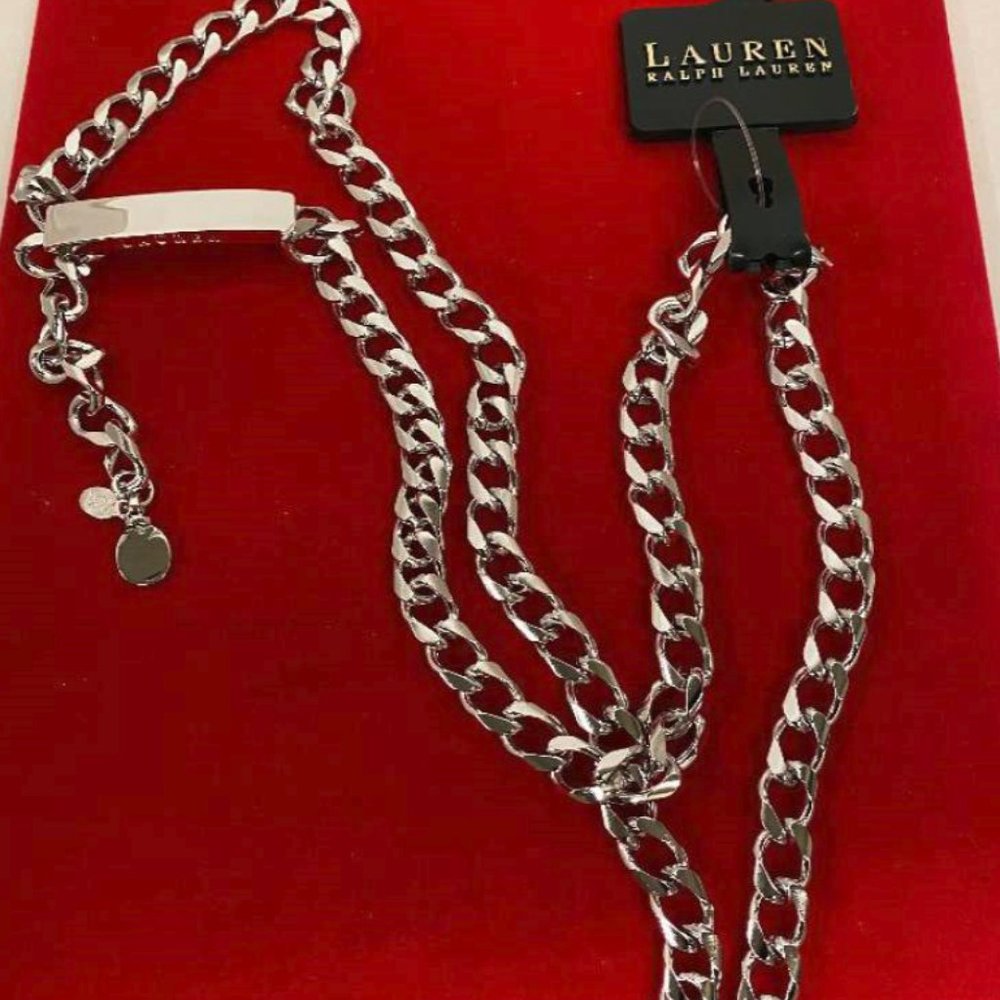 Polo Lauren Ralph Lauren Silver Chain Belt NEW